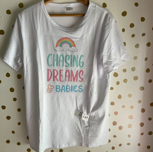 Adult Medium Chasing Dreams and Babies t-shirt