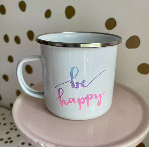 Pink and Purple Be Happy Mug