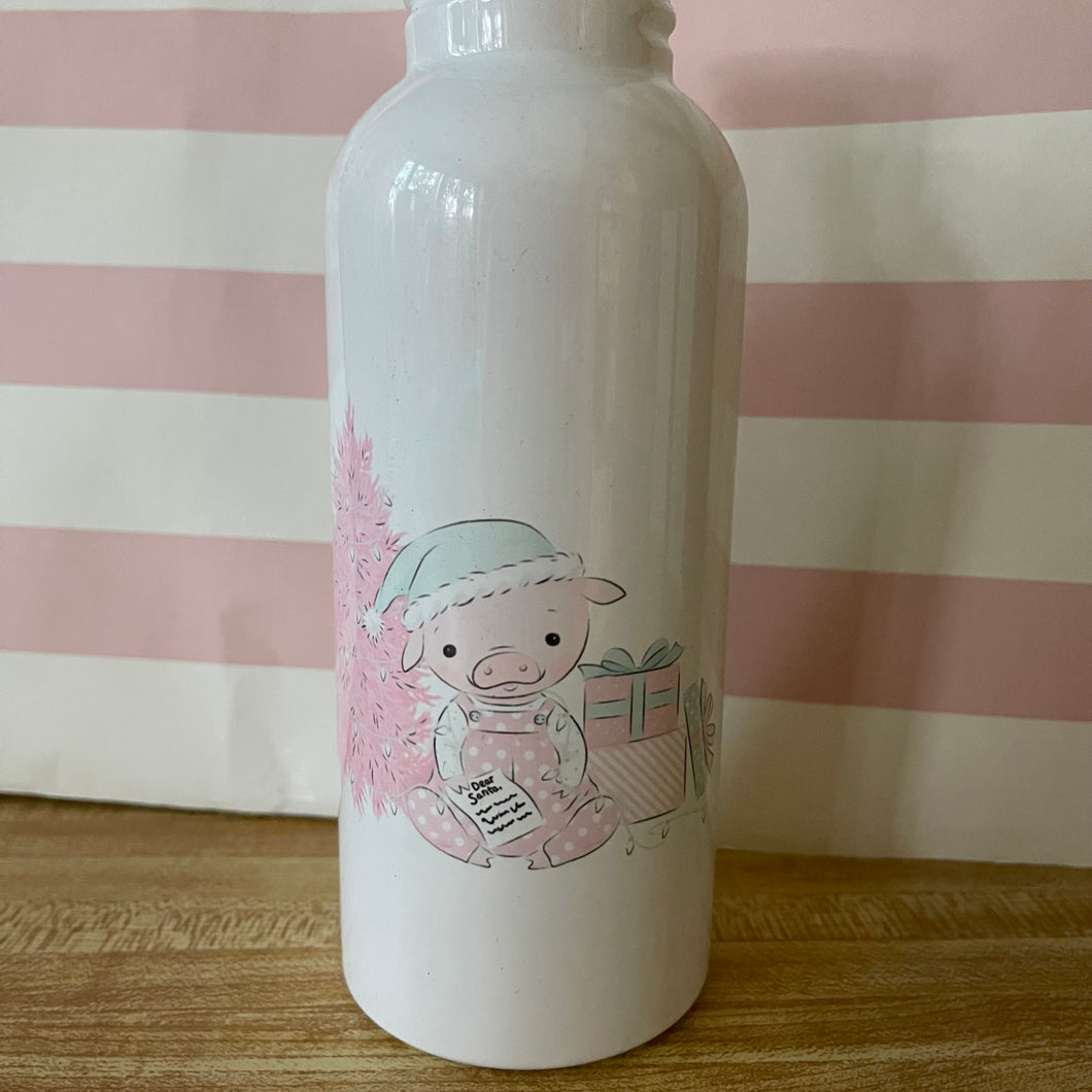 Christmas pig water bottle