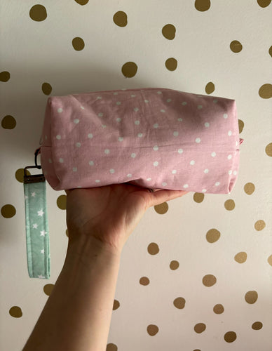 Pink Dot Make-up Bag with Mint Star Wristlet