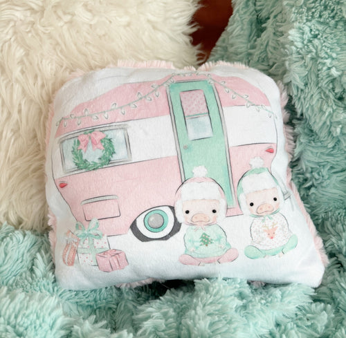 Camping Pigs Mini Pillow