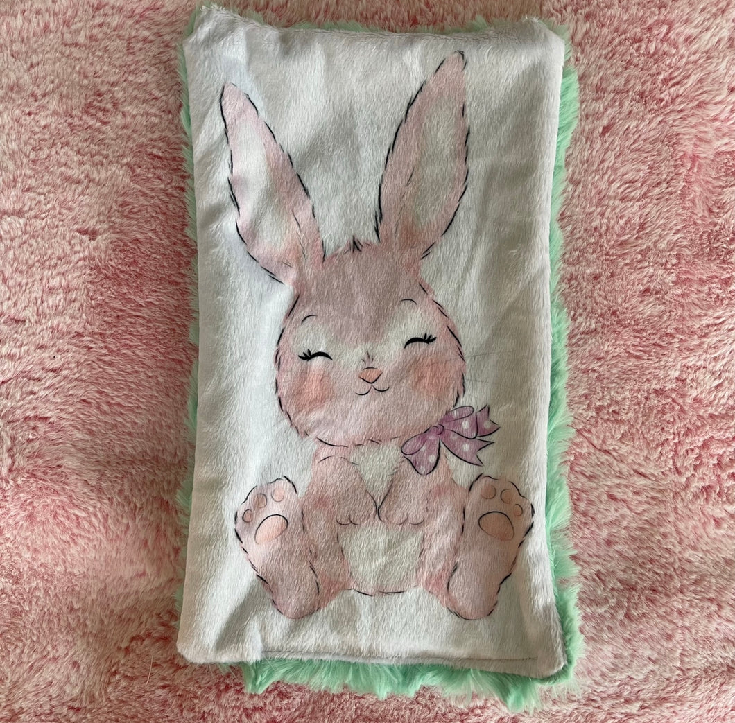 Doll Bunny blanket mint backing