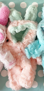 Peach and mint 10” fur bunny suit