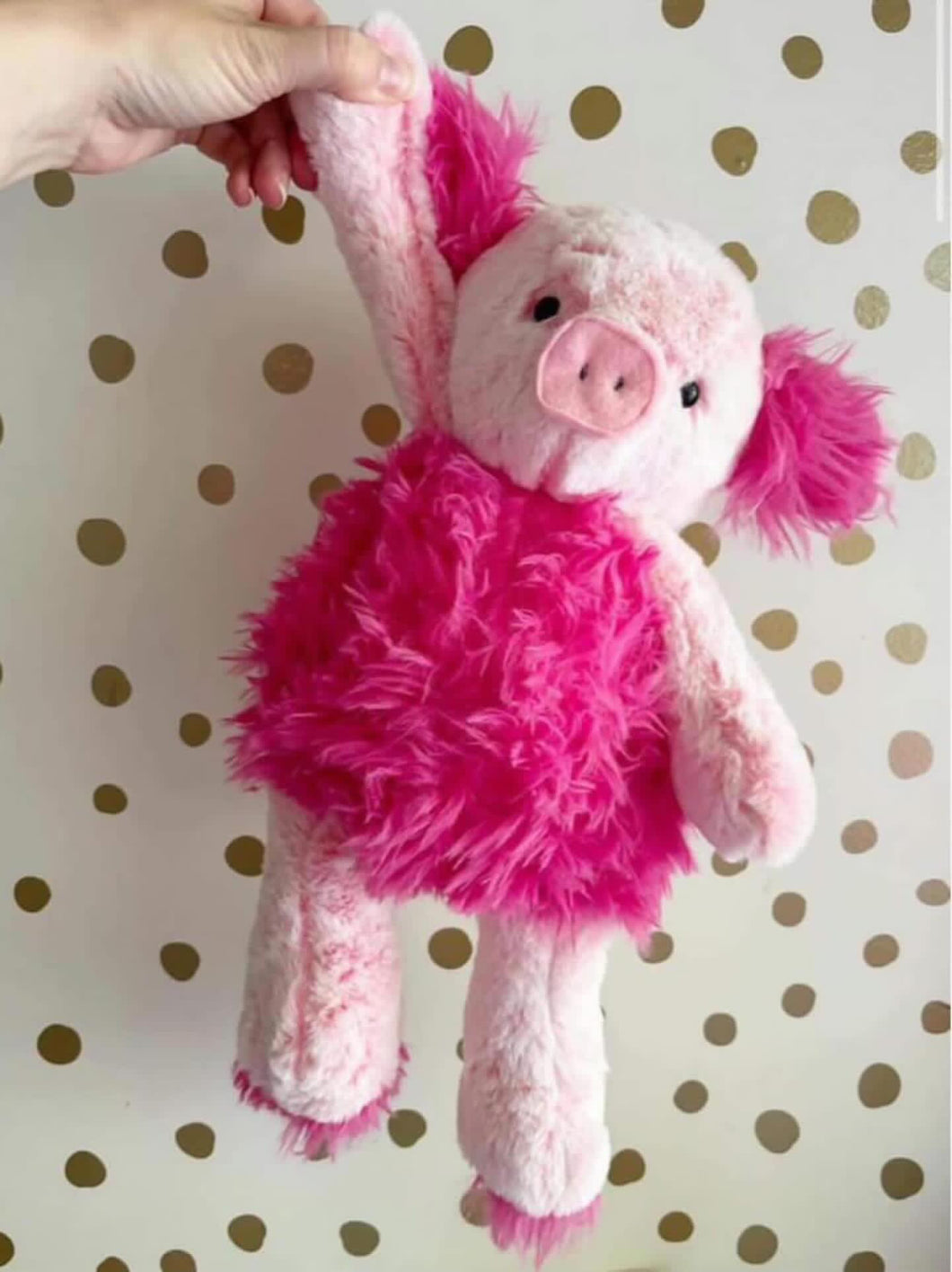 Hot pink on pink plush pig