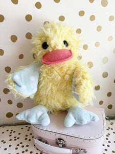 Yellow/mint fluffy duck plushie