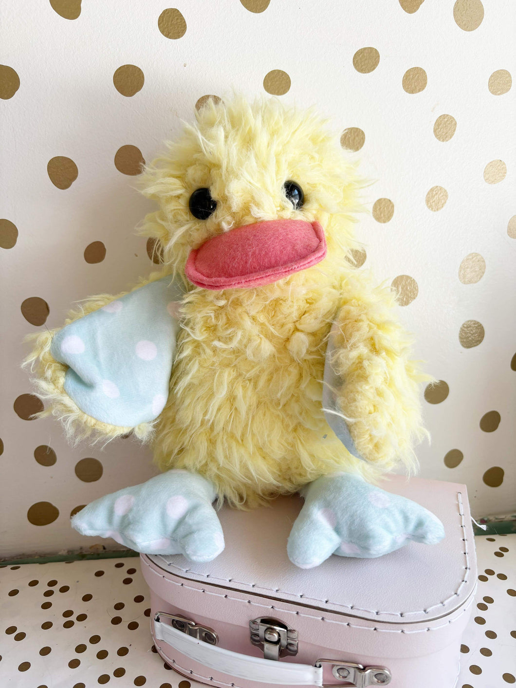 Yellow/mint fluffy duck plushie