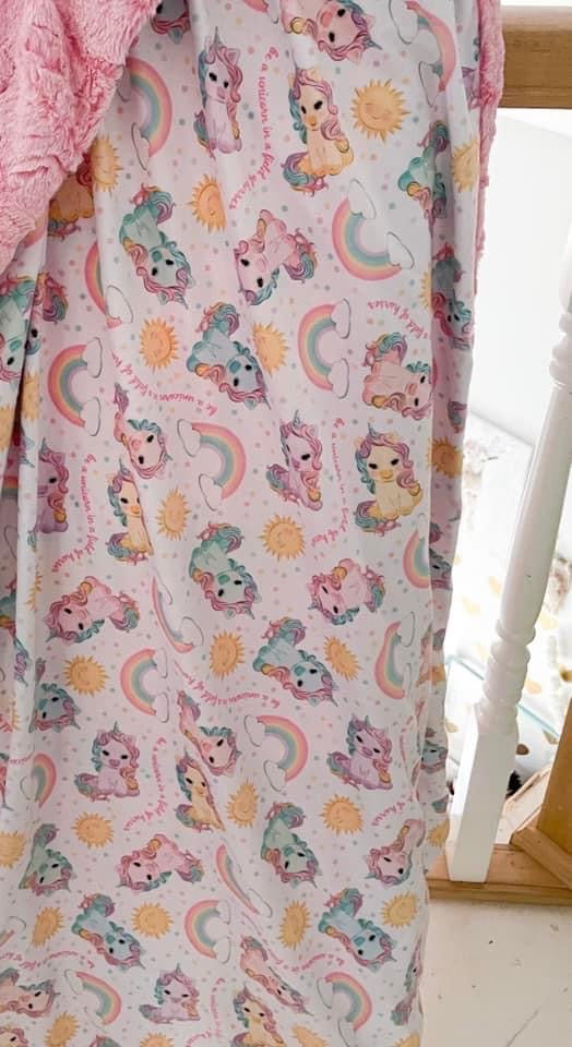 Unicorn Rainbow and Suns Snuggle Blanket