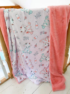 Snuggle Blanket: Pink and Blue cow print